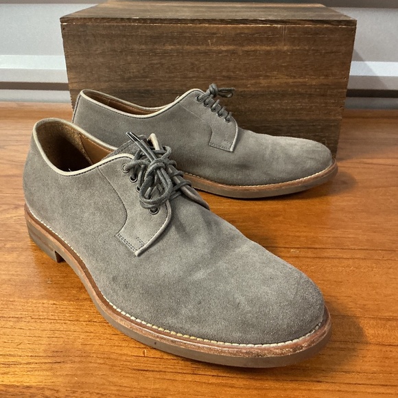 Mens Gray Suede Oxford Dress Shoes Size 10 Lace Up Casual Formal Classic - Picture 1 of 7